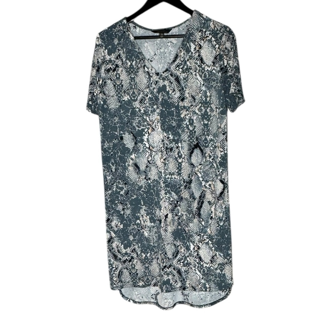 Christian Siriano Dress Women’s Gray Multicolor Snakeskin Short Sleeve